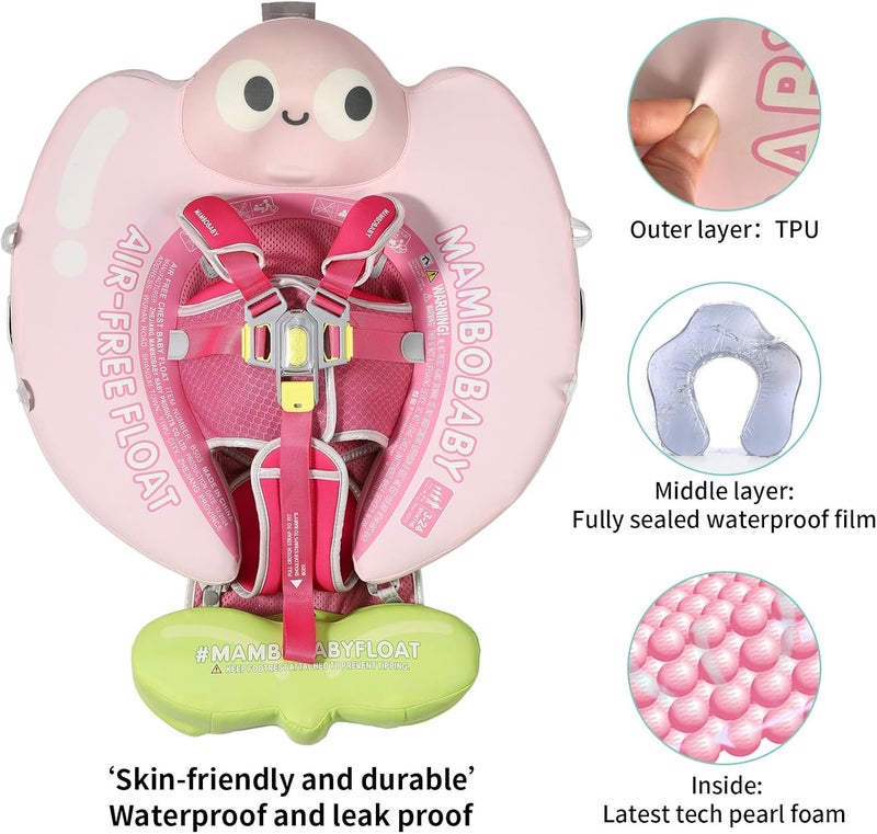 V Convey Mambobaby Float with Canopy and Tail New Upgraded Non-Inflatable Baby Pool Float Mambo Float Swim Trainer Solid Infant Swim Float Adjustable Pearl Foam Baby Swim Ring - Image 2